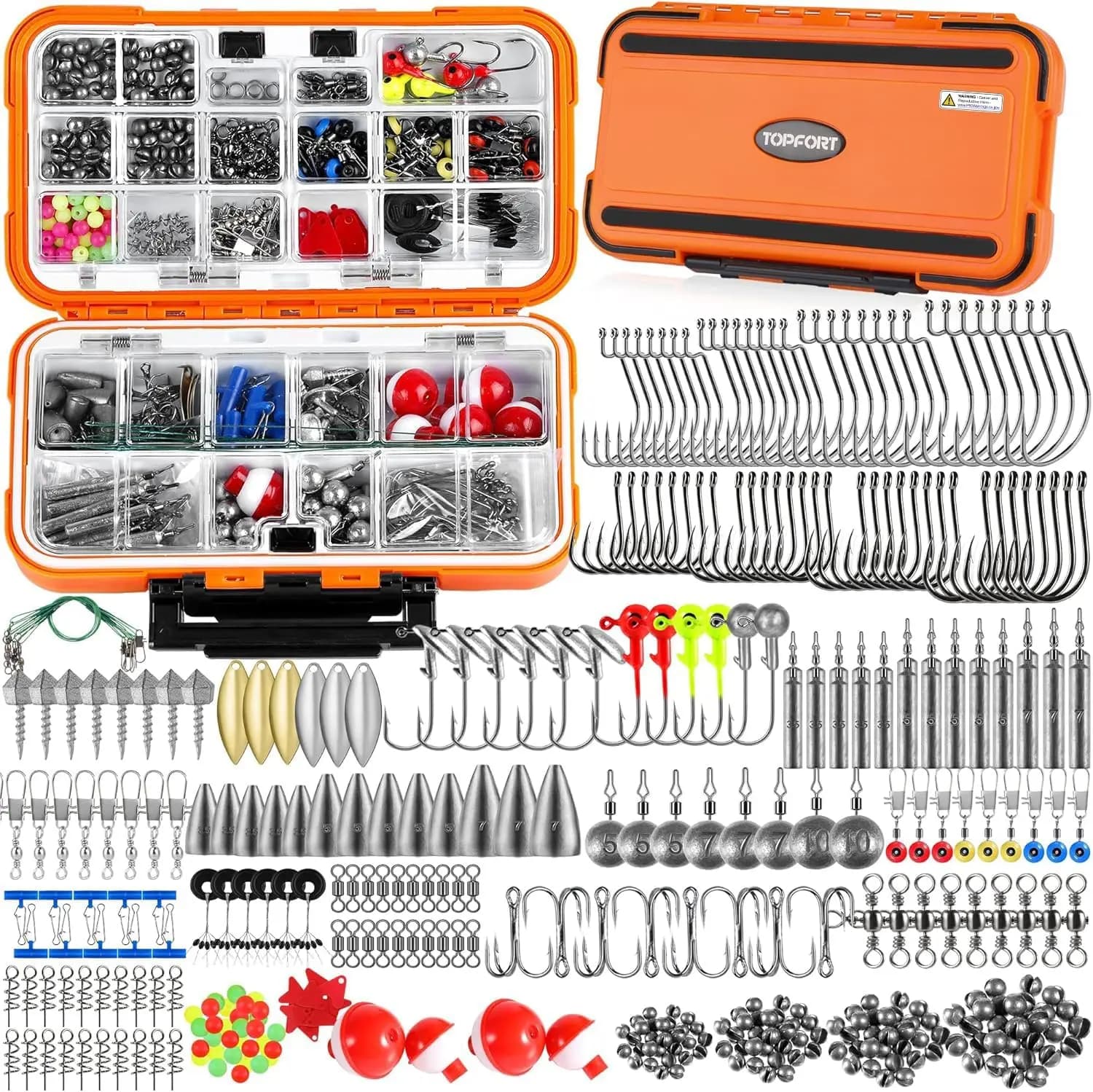 Kit di Accessori per la Pesca da 187/343 Pezzi, Scatola Organizzata per Attrezzatura da Pesca con Accessori Inclusi, Ami da Pesca, Piombi da Pesca