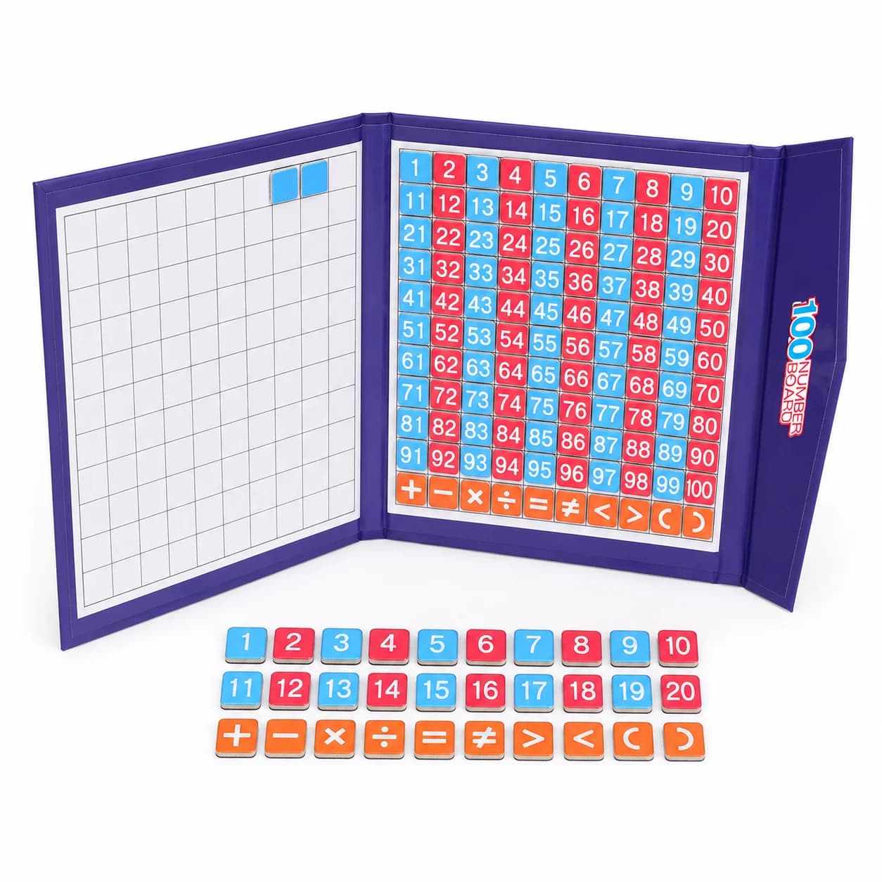 Magnetic Number Board Montessori Math Toy Wooden Number Tiles 1-100 Counting Learning Gift for Kids 3+