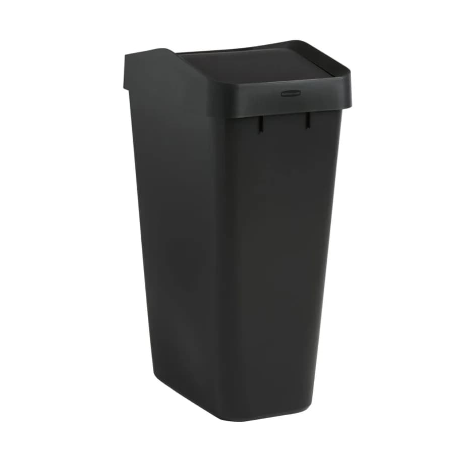 Cestino per Rifiuti da Cucina da Interno, 45 Litri, in Plastica, con Coperchio a Battente, per Uso Domestico, Compatto, Nero, con Funzionamento Fluido