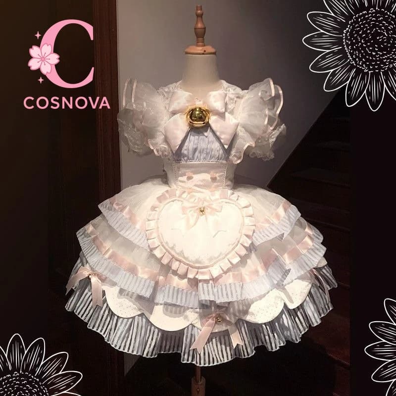 Lolita dress Japanese Cute and Sweet, Soft Princess Dress Maid Style, Kawaiii with Volant and Bow, Outfit Elegant Fairycore