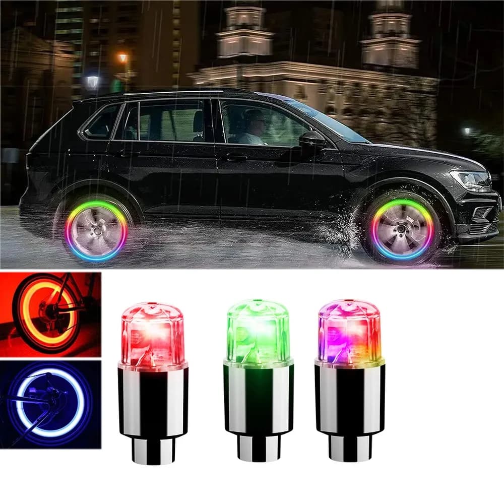 4/2 pcs wheel auto pneumatic Led light colored equipment valve lamp valve air caps stem cover for bicycle bike accessories motorcycle