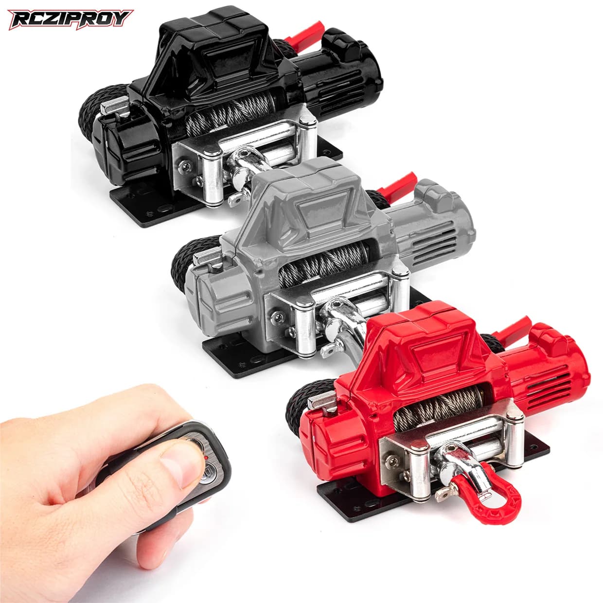 RCZIPROY Sistema di Verricello Automatico con Telecomando Senza Fili in Metallo per 1:10 RC Crawler Axial SCX10 90046 TRX4 Redcat