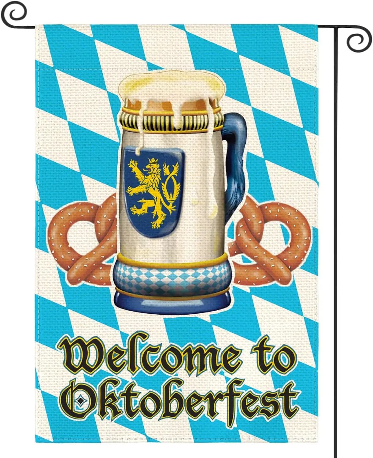 AVOIN colorlife Benvenuti all'Oktoberfest Bandiera da giardino bavarese 12x18 pollici bifacciale, boccale di birra Pretzel Celebration Yard Outdoo KZA