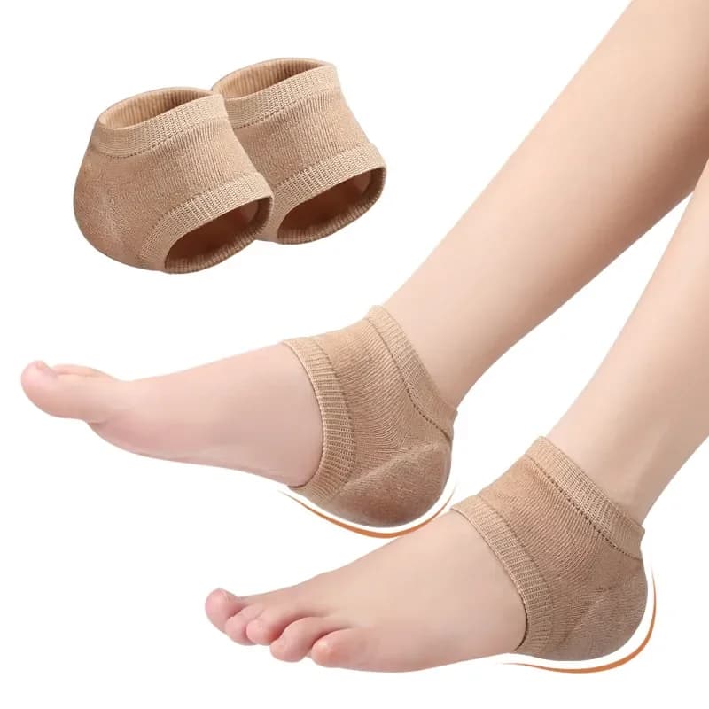 Gel Heel Protector Sleeve Silicone Heel Pads Heel Cups Plantar Fasciitis Support Feet Care Skin Repair Cushion Half-yard Socks