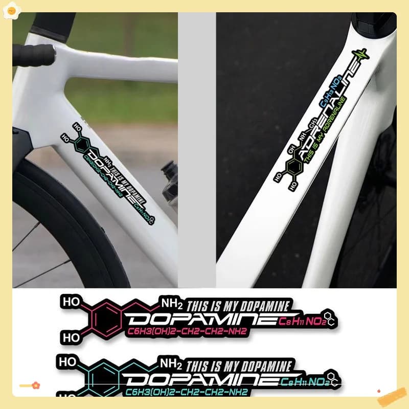 Set of 2 waterproof adhesives with chemical dopamine formula for decoration of bicycle frame, helmet and cycling