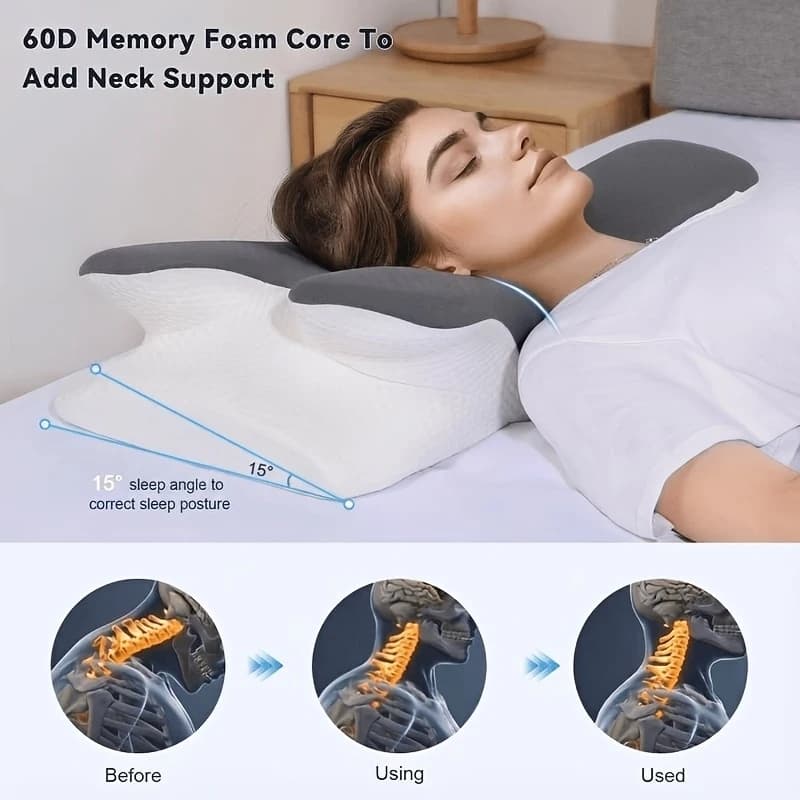 Cuscino Ergonomico per il Collo [Supporto Traspirante] | Traspirante | Supporto Cervicale, Design | Per chi dorme sulla schiena e sul fianco | Genitori e Anziani