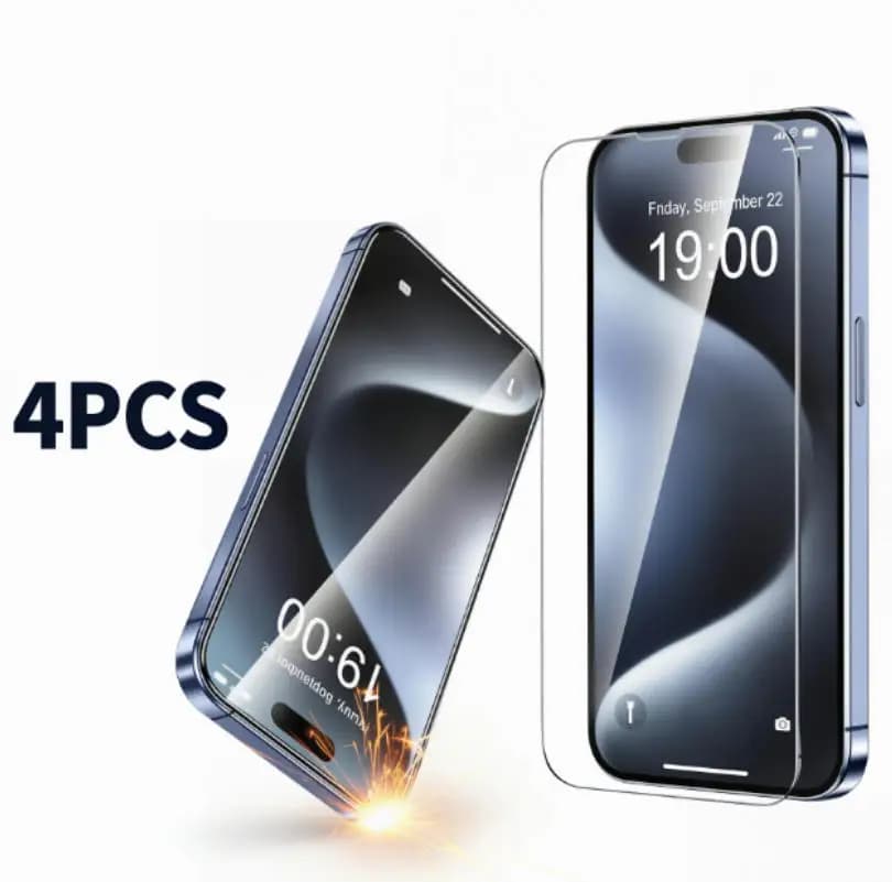 4Pcs Tempered Glass For iPhone 16 15 14 13 12 11 Pro Max Screen Protector For iPhone 7 8 Plus X XS Max XR Protective Glass Film