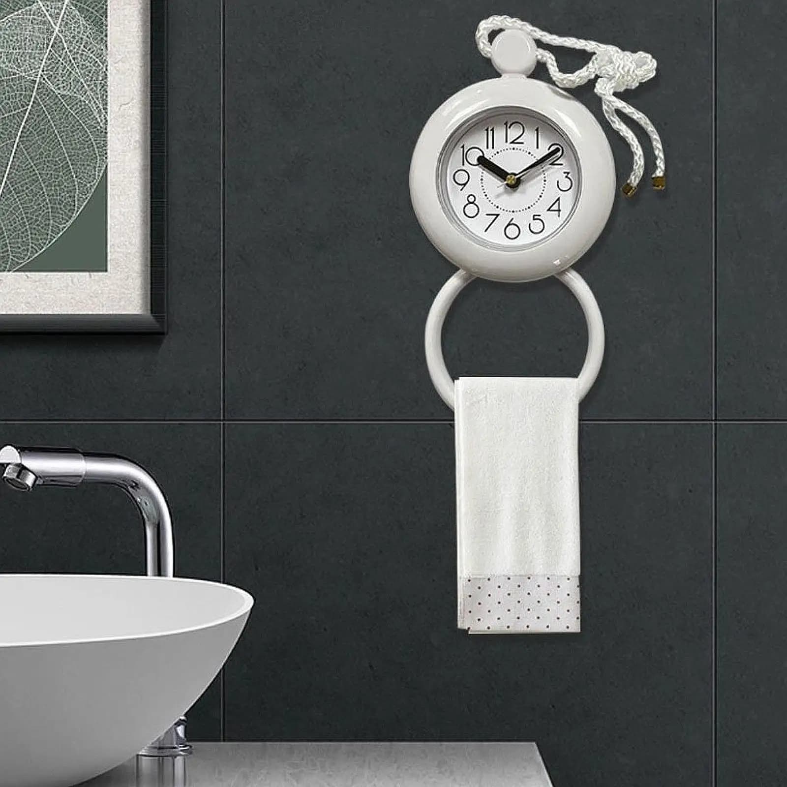 Bathroom shower clock, shower timer with white decorative sealed rope standing