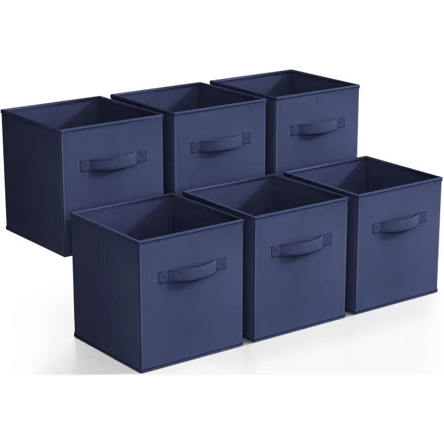 Cubi Contenitori Pieghevoli, 6 Cesti in Tessuto per Organizzare Dispensa, Armadio, Scaffale, Cameretta, Sala Giochi, Scatola Giocattoli, Cubby 11 Pollici con Doppio Manico