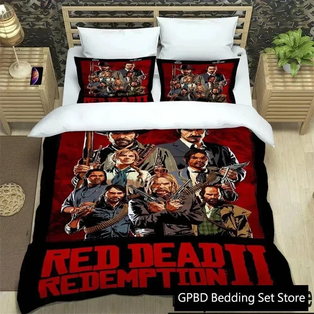 Gioco di stampa 3D Red Dead Redemption Series Set biancheria da letto Doppio Twin King Copripiumino Piumino Federa Ragazzi Ragazze Adulti Camera da letto