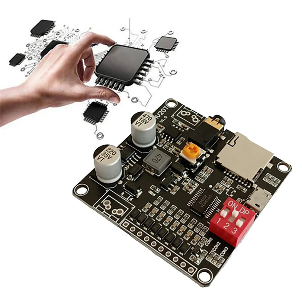 Modulo di Riproduzione Vocale A42T-DY-HV20T con Alimentazione 12V/24V, Amplificatore 10W/20W, Supporto Scheda Micro-SD, Lettore Musicale MP3 per Arduino