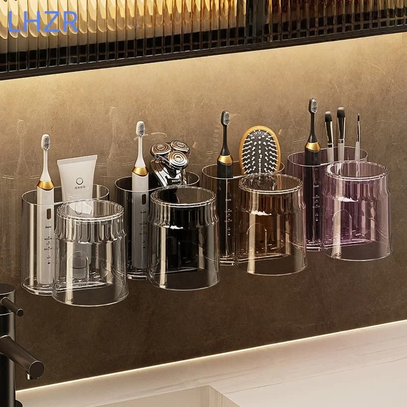 Creative New Toothbrush Holder Wall-Mounted Bathroom Storage Box Cute Face Design Saves Space Toothbrush and Toothpaste