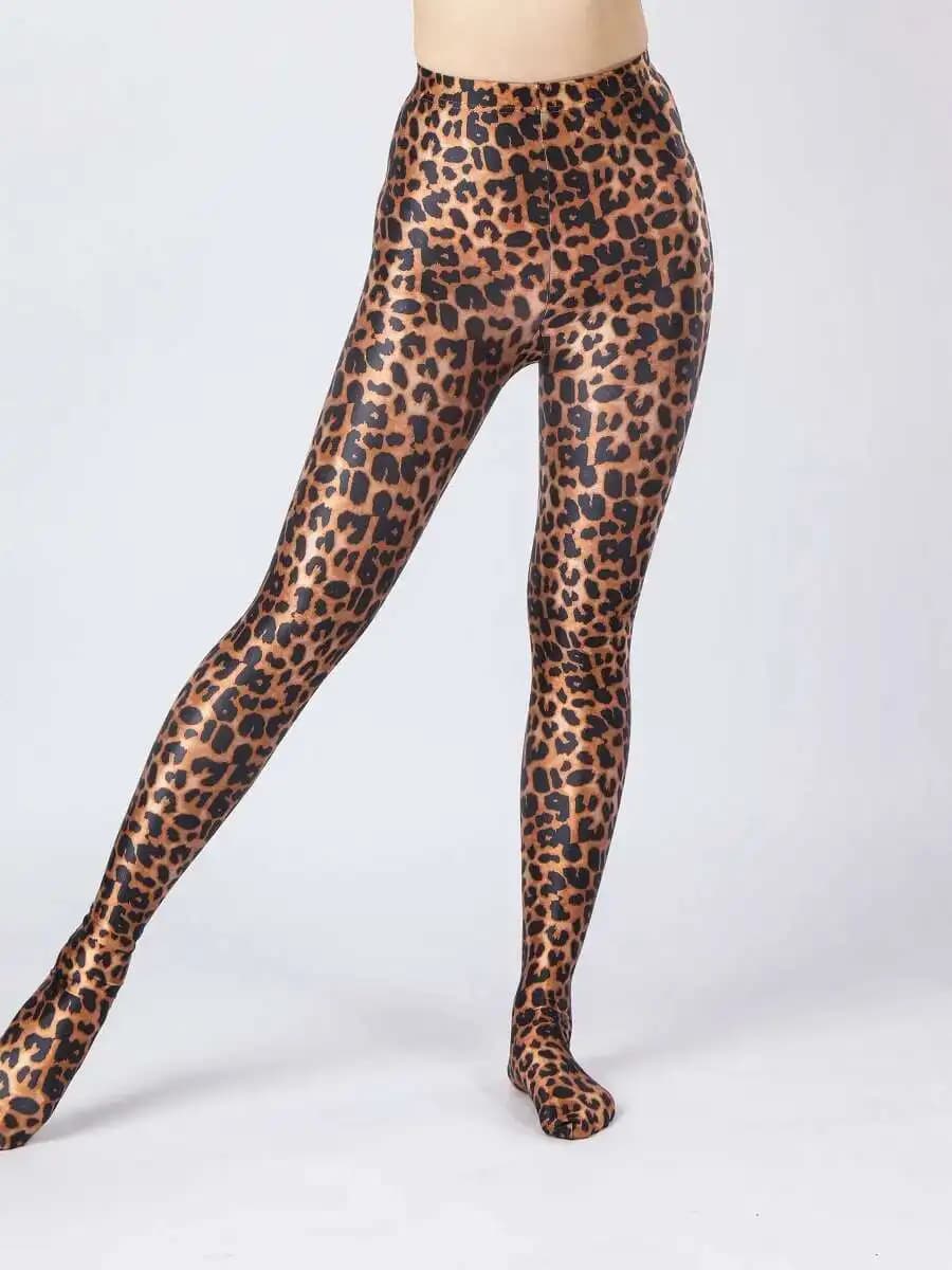 Leggings collant leopardati lucidi Pantaloni a vita alta Collant donna Collant sexy Liscio lucido Leggings sportivi yoga I9ML