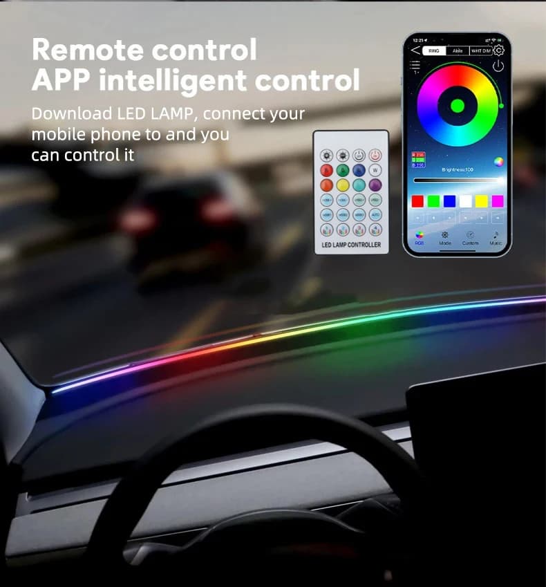 140/150CM Symphony Pannello strumenti per auto Luce d'atmosfera Interni auto LED Luce di striscia nascosta tramite telecomando APP
