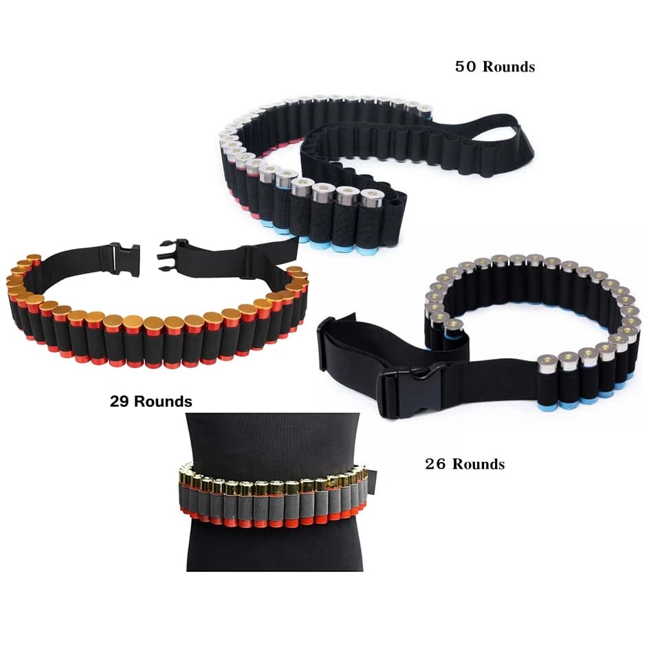 CS Force Shotgun Shell Bandolier Belt 12/20 Gauge Ammo Holder for Tactical Hunting-26 Round/29 Round/50 Round