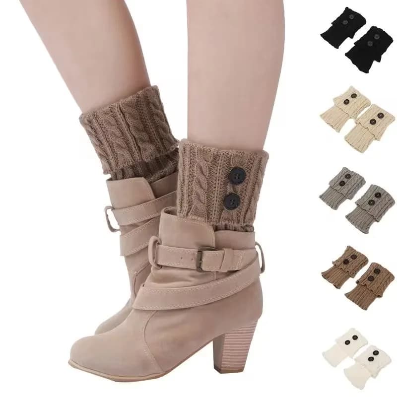 Lana Scaldamuscoli with Trecce and Bottoni Processing, Thermal Foot Covers for Winter Boots, Cold Protection and Stratification