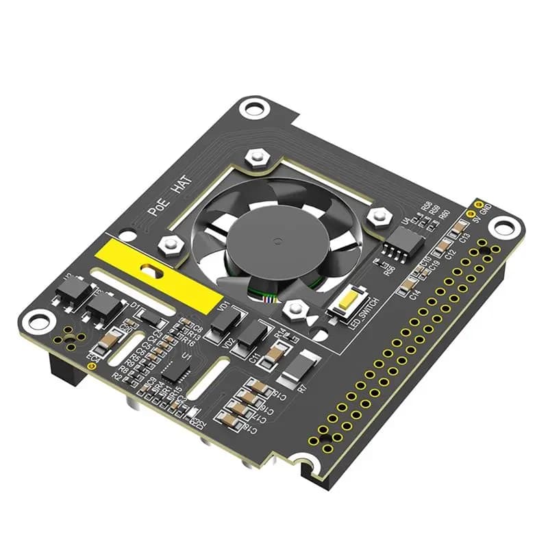 Poe HAT For Raspberry Pi 5 With Cooling Fan/Computer Module 5, With Automatic Discoloration LED Light Top-Rated
