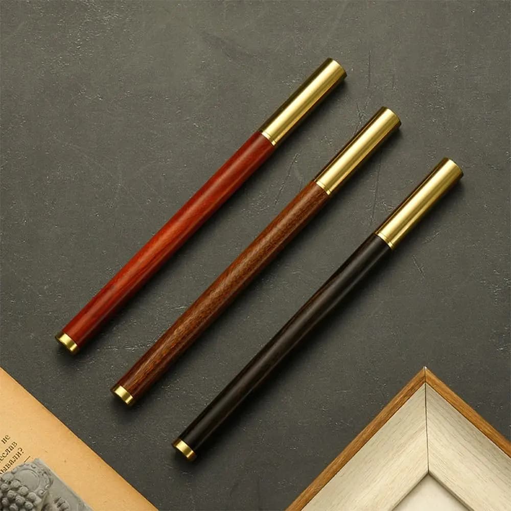 Penna a sfera Vintage con corpo in legno 0.5mm inchiostro nero Retro Metal Cap penna Gel cancelleria strumento di scrittura forniture per ufficio scolastico regali