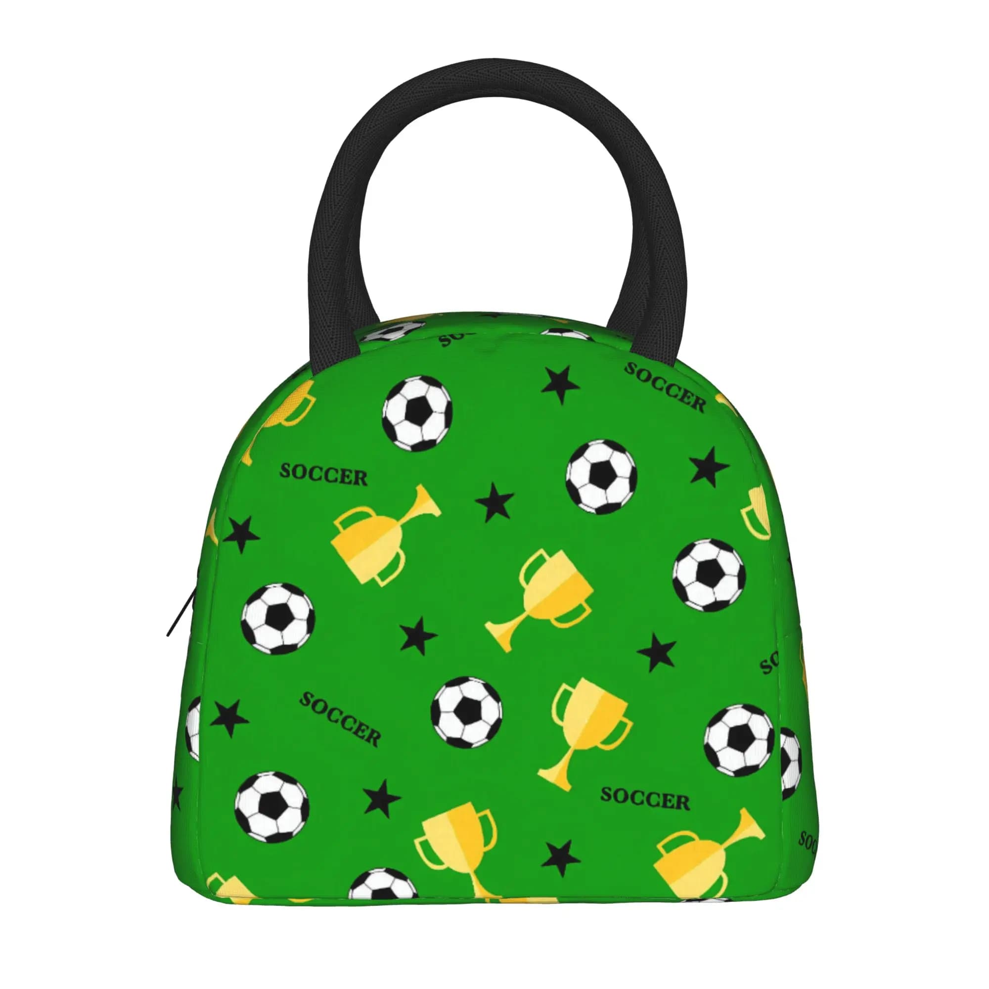 Borsa per il pranzo con motivo a pallone da calcio, borsa per il pranzo Kawaii per la scuola unisex, borsa termica portatile, borse termiche con stampa impermeabile
