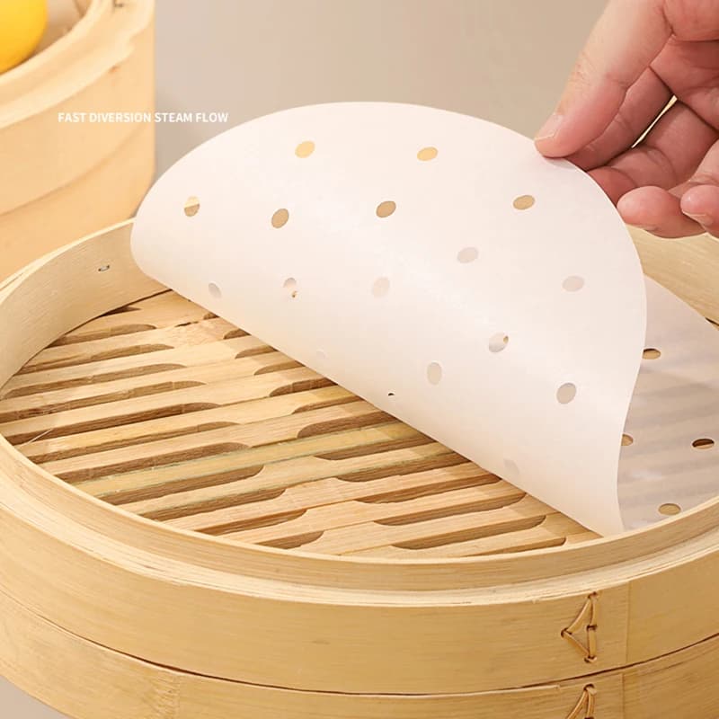 50 pezzi di bambù carta per cottura a vapore usa e getta antiaderente tappetino per cottura a vapore carta per olio friggitrice ad aria forno pad per pad da cucina Airfryer Bakpapier