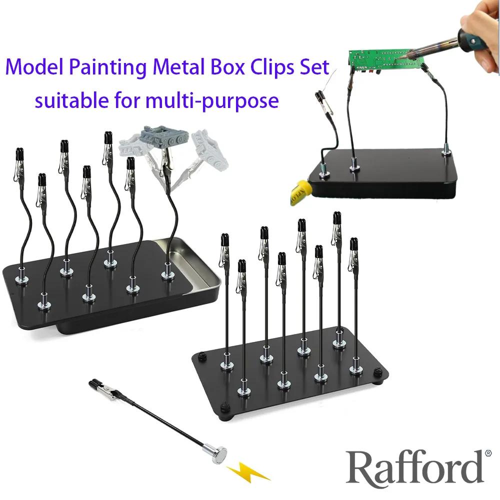 Rafford 12Pcs Bendable Model Painting Alligator Clip Sticks Rubber Tips + Metal Magnetic Base - for Airbrush, Hobby Model Parts
