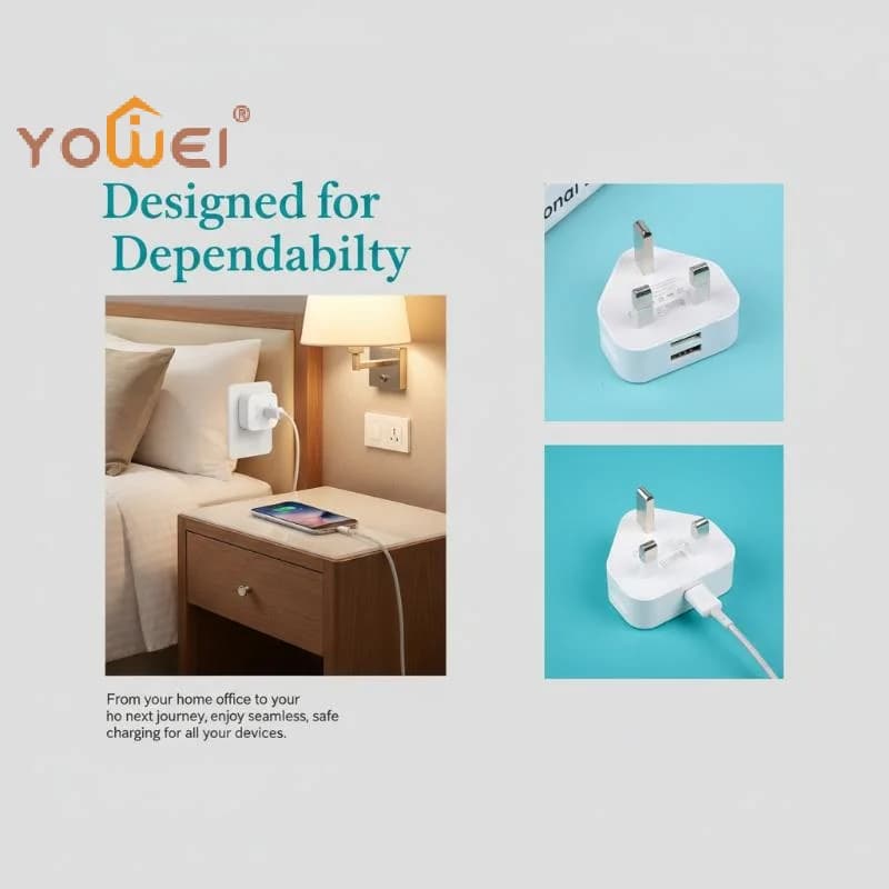 Caricatore rapido universale da parete con doppia porta USB 5V/2.1A, spina UK a 3 pin, adattatore di ricarica USB per telefono e tablet