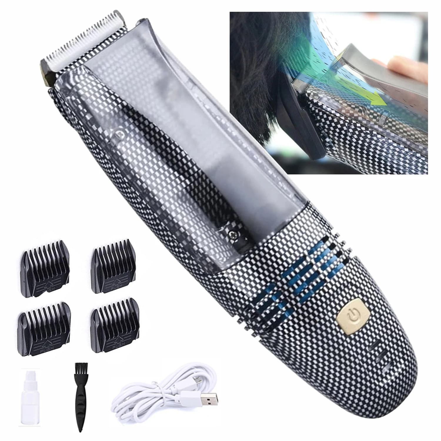 Electric haircut cutter with automatic haircut for electric haircut with USB charging with 4 haircut guide combs for man at home