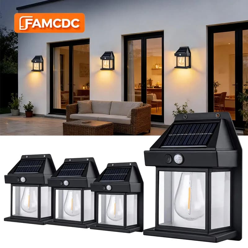 Powerful Outdoor Solar Wall Lamp, Waterproof, LED, For Home, Garden, Recination, Decoration, With Light Sensor, LED Solar Lantern
