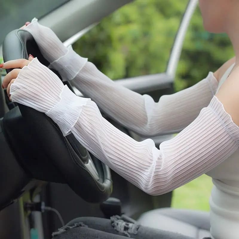 Guanti lunghi estivi senza dita guanti da donna con protezione solare guanti da donna con maniche a rete in pizzo sottile protezione solare guanti traspiranti UV