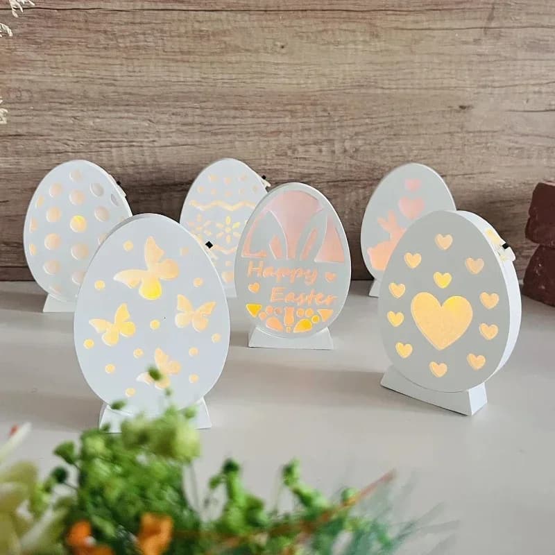 4pc Easter Egg & Bunny Hollow Lamp Silicone Mold for Handmade Gypsum Candle Holder Plug-in Resin Craft Mould Decorative