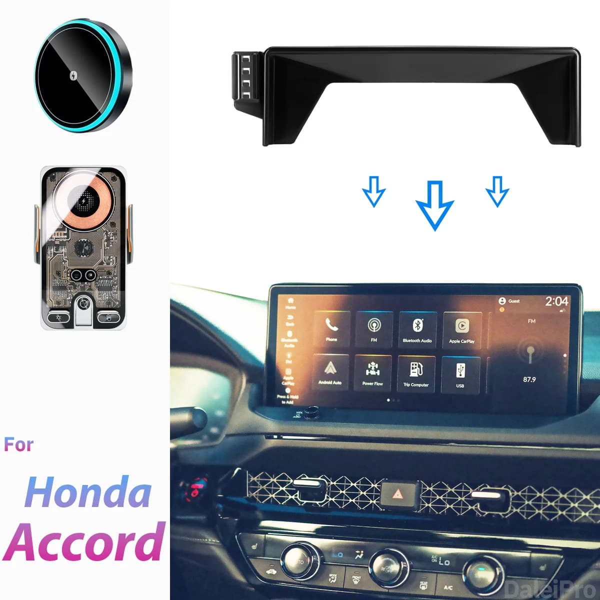 For Honda Accord 11th Gen 2023-2026 Car Phone Holder Screen Fixed Clip Wireless Charger Custom-fit Phone Screen Base Accessories