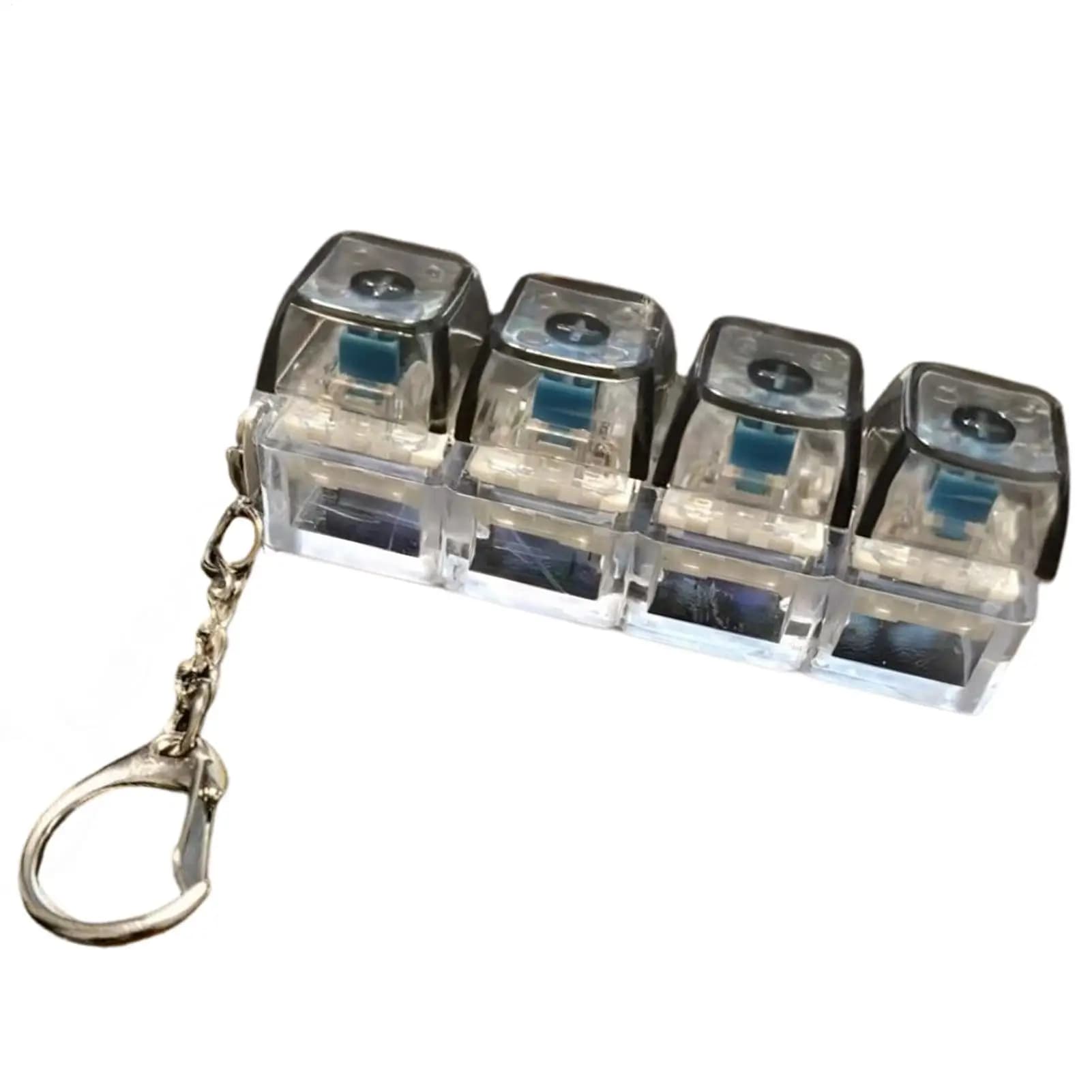 Keychain with 4 Keyboard, Antistress button for Office, Home, Adults and Children, Clicker Decompression Gift