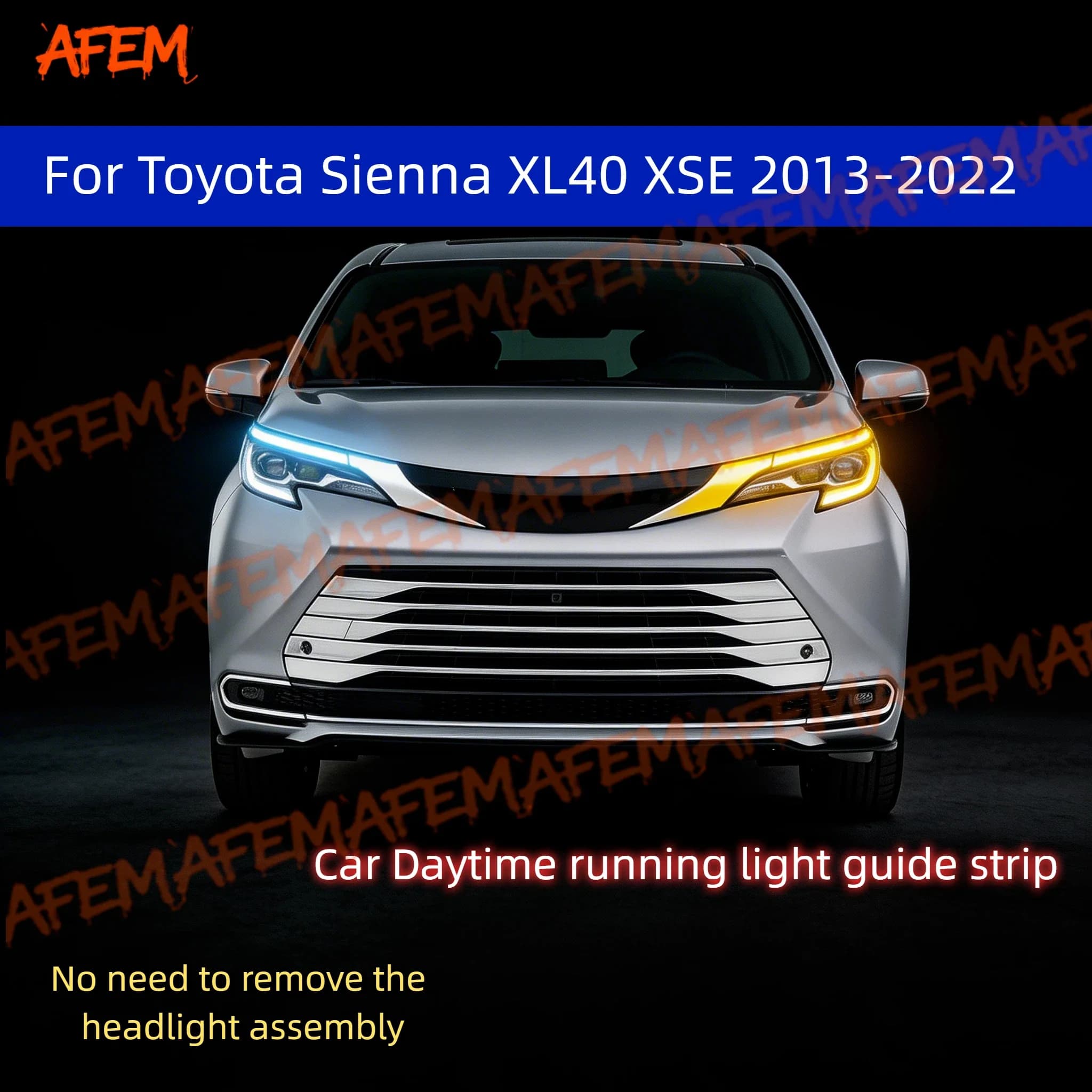 2Pcs 12V Led Guide Strip Headlight For Car Daytime Running Lights Turn Signal Bulb DRL For Toyota Sienna XL40 XSE 2013-2022