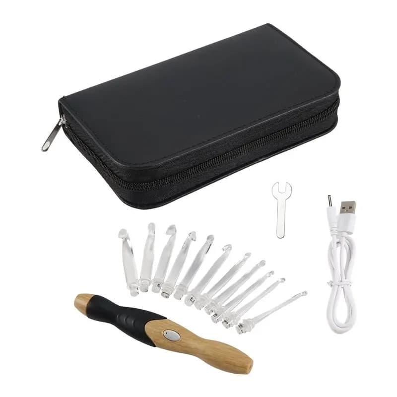 11 In 1 LED Crochet Hook Set, 9 In 1 USB Rehargeable Light Up Crochet Hooks Hand Weave Sewing Tools, Crochet Hook Set Limited Ti
