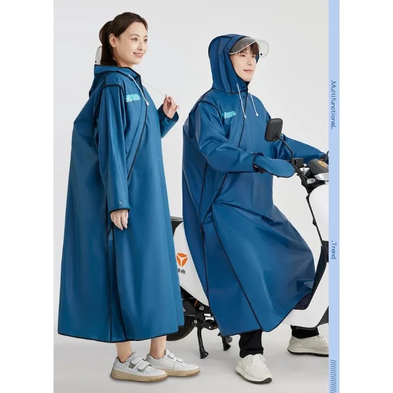 Impermeabili lunghi per adulti con guanti EVA Cappotto antipioggia impermeabile per esterni Uomo Donna Camping Poncho da escursionismo per moto antipioggia