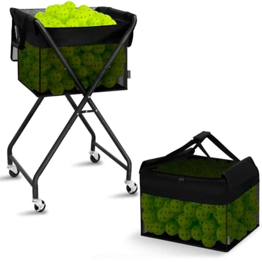 Borsa Pieghevole con Ruote per Palline da Pickleball e Tennis, Contiene 150 Palline da Pickleball o 180 Palline da Tennis, Colore Arancione, Portatile