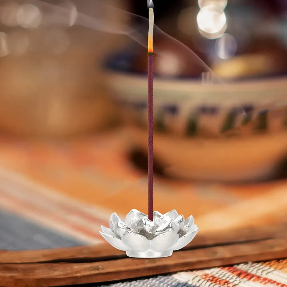 Set di 3 Bruciatori d'Incenso in Rame a Forma di Loto con Finitura Dorata, Porta Incenso a Bastoncino e Cono, Vassoio per Interni ed Esterni, Decorazione Spirituale per la Casa