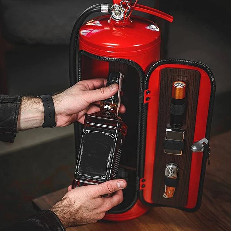 Ornamenti per scatole di vino a forma di estintore Mini Bar Armadietto del vino Decorazione artigianale Scatola di immagazzinaggio di liquori champagne Regali del pompiere