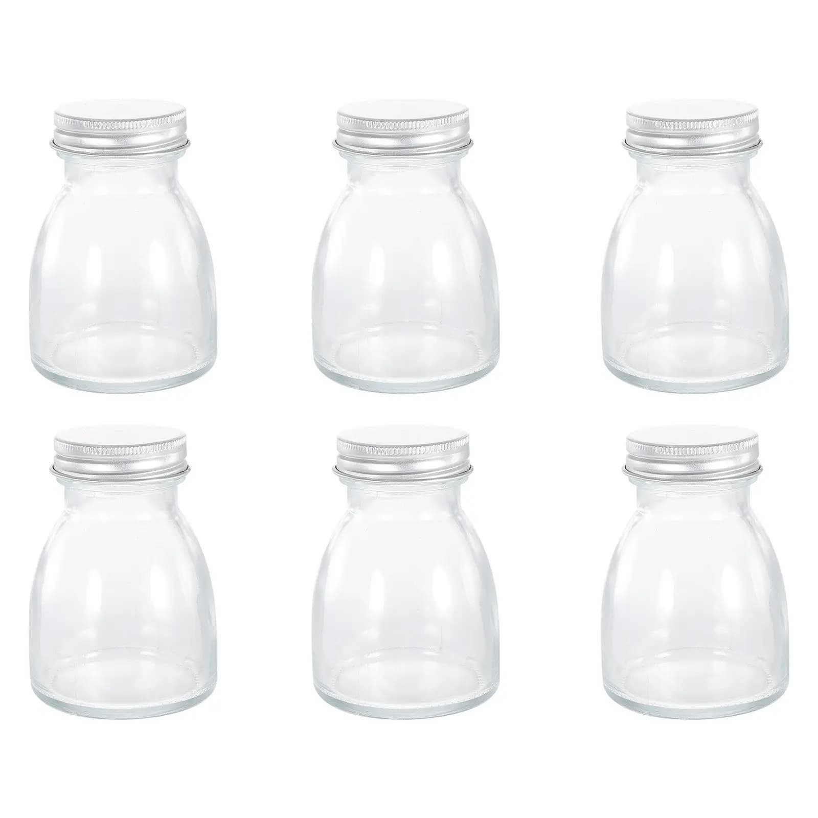 Set di 6 Barattoli in Vetro per Conservazione Caramelle, Contenitori Sigillati per Cucina, Porta Zucchero, Barattoli per Conservazione Alimenti con Coperchio in Alluminio