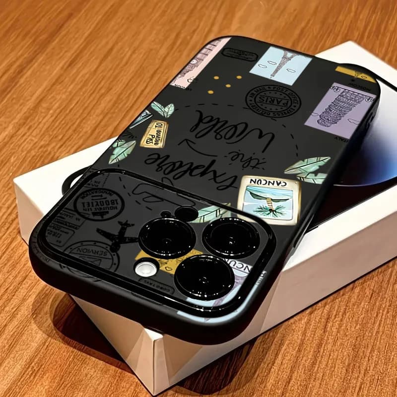 Anti-drop Silicone Phone Case For iPhone 17 Pro Max 14 13 12 16 15 Pro Max 11 Lens Protect Bumper Armor Retro Travel Plane Cover