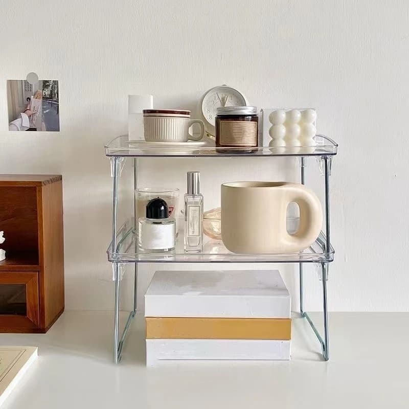 2 pezzi/scrivania portaoggetti trasparente portabicchieri pieghevole porta spezie da cucina organizer da appoggio