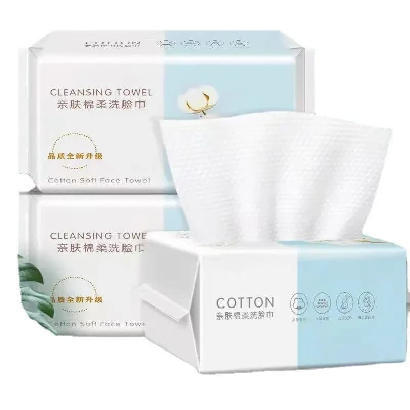 kkjoy 100 Pcs Cotton Face Towels – Thickened Disposable Cleansing Pads, Soft Travel Wet/Dry Makeup Remover Cloths