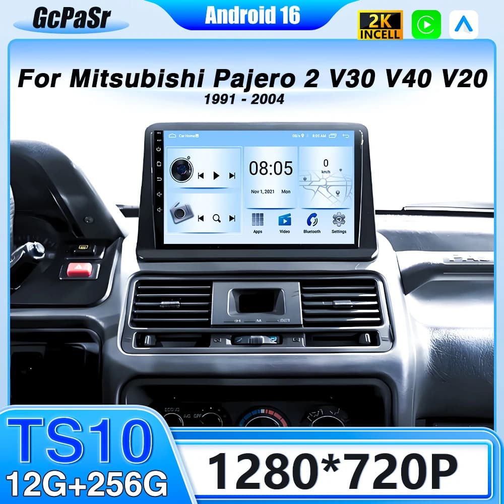 Autoradio Android 16 per Mitsubishi Pajero 2 V30 V40 V20 1991-2004, 2 DIN, Lettore Multimediale Video, Carplay, Bluetooth, 8 Core, 5G, DSP