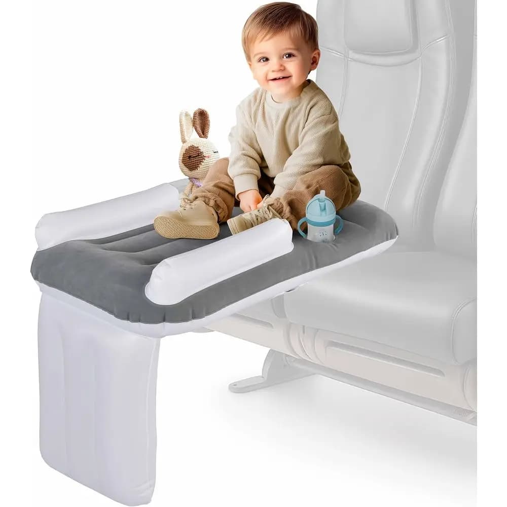 Air Shaped Children's Inflatable Bed - Children's Travel Bed with Safety Belt, Travel Bag, Air Pump, Quick Inflatable Valves, C
