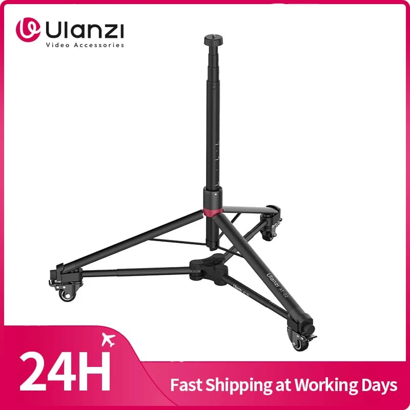 ​ Ulanzi AT-02 Kit carrello treppiede portatile Supporto per luce treppiede a movimento rapido per luce di riempimento della fotocamera per la registrazione video Vlog
