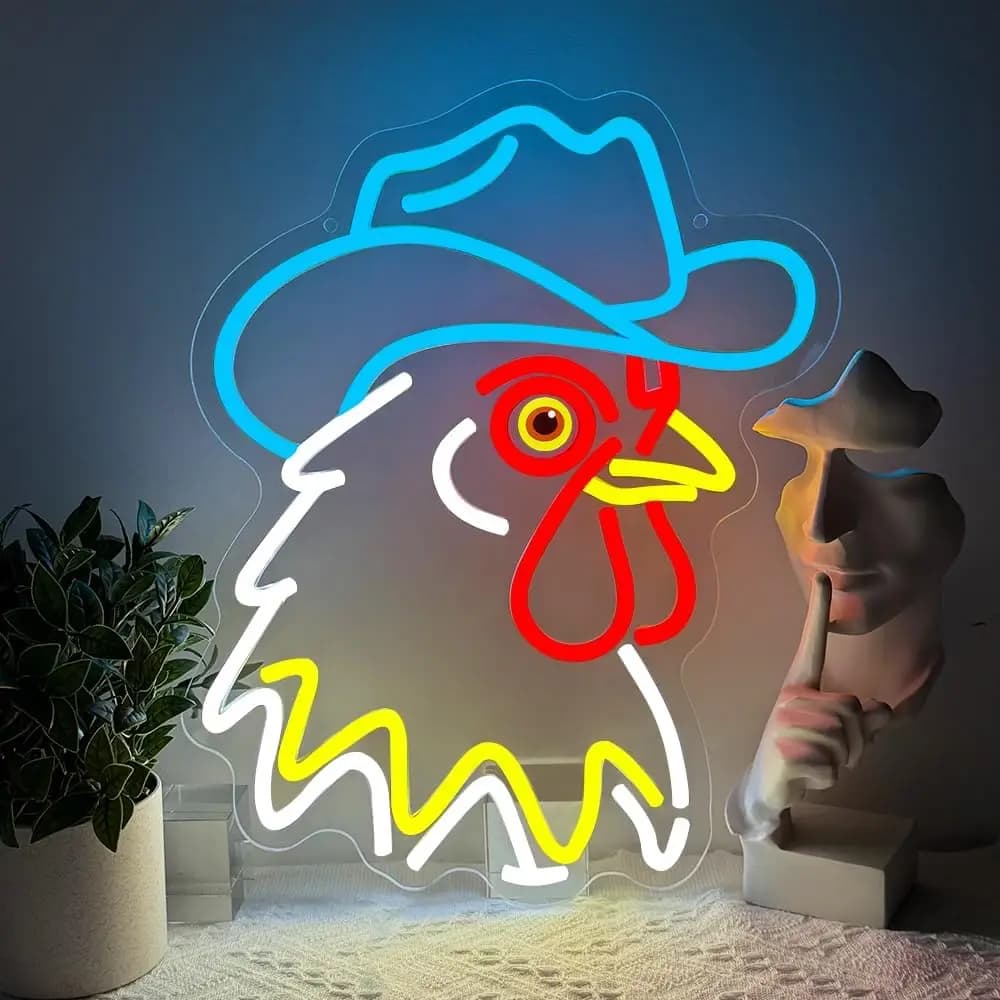 Insegna al Neon a LED USB Dimmerabile a Forma di Gallo per Bar, Club, Sala Giochi, Decorazione Camera da Letto, Regalo di Compleanno