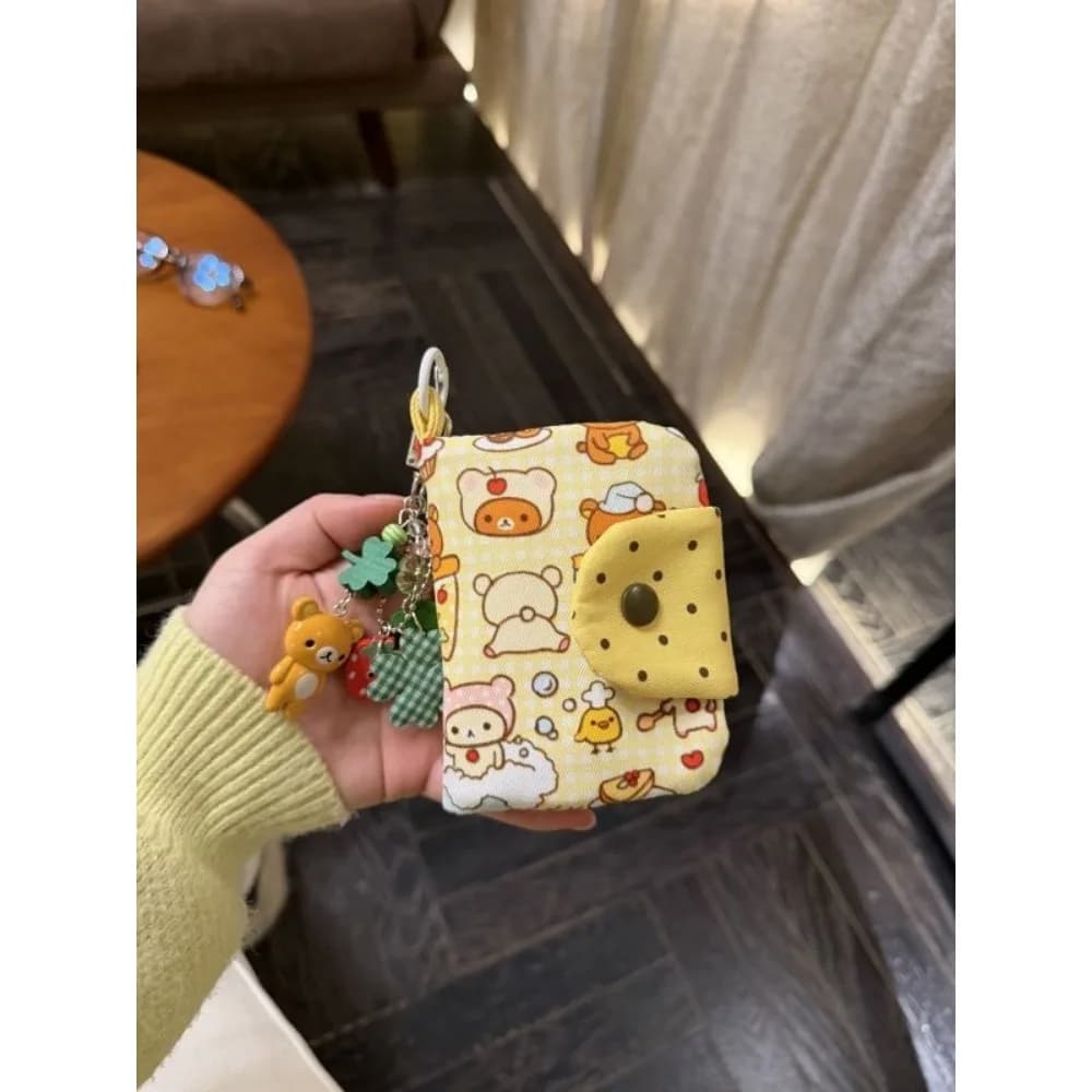 Portamonete Rilakkuma Carino, Mini Portafoglio Kawaii a Cartone Animato, Pochette Portatile Multifunzione per Studenti, Porta Chiavi, Carte e Monete, Regalo Giocattolo
