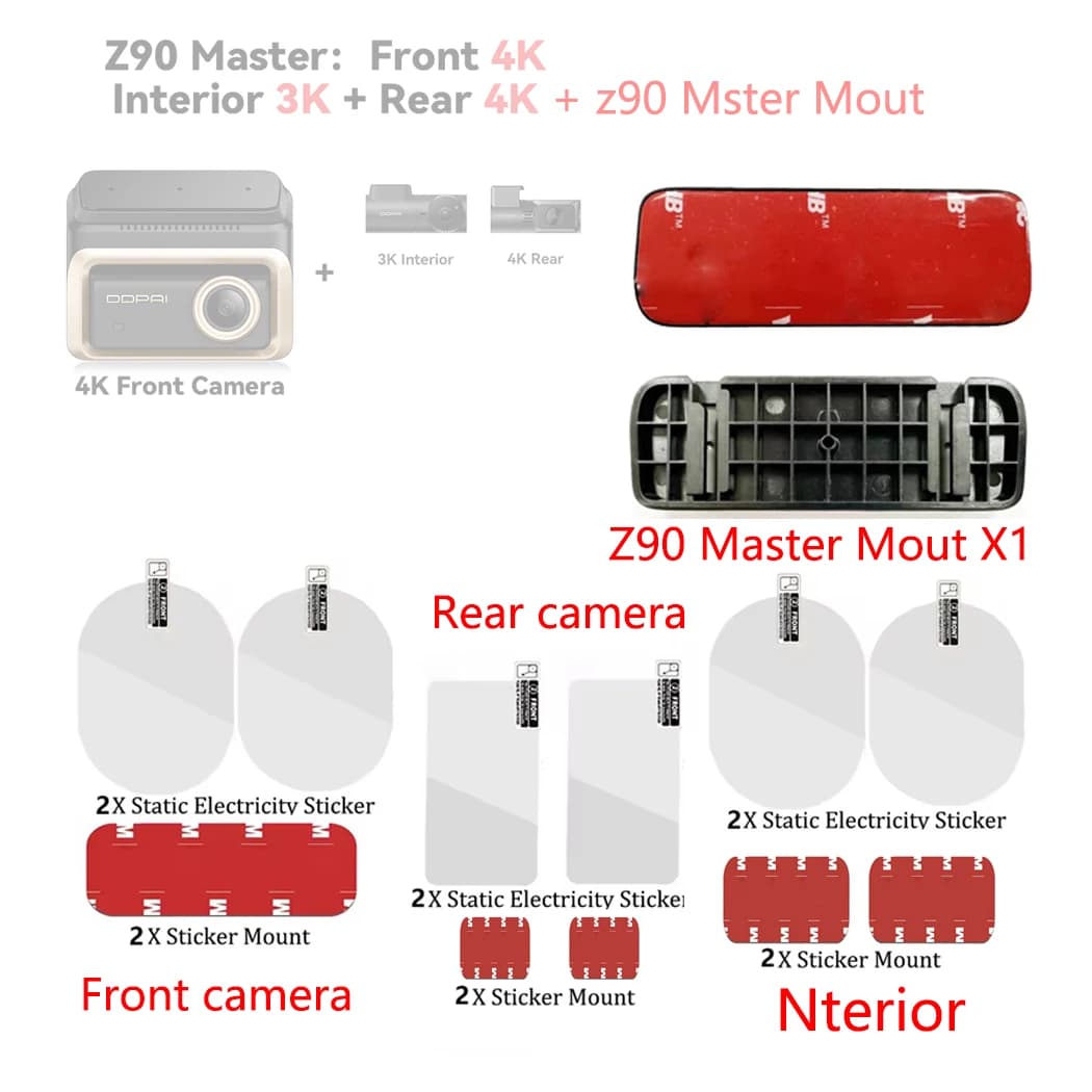 for DDPAI Dash Cam Z90 Master / z90 pro Support for DDPAI Dash Cam Z90 Static Sticker
