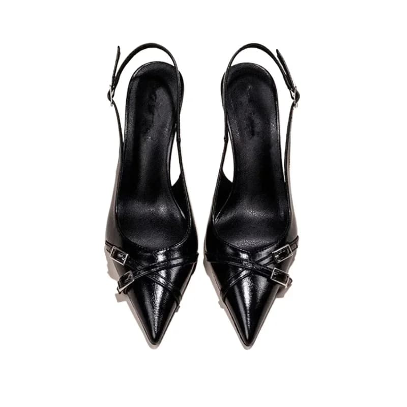 Nuove Scarpe con Tacco Alto 2026, Sandali Estivi alla Moda con Punta Affusolata, Eleganti con Fibbia Decorativa, Stiletto Nero da Donna