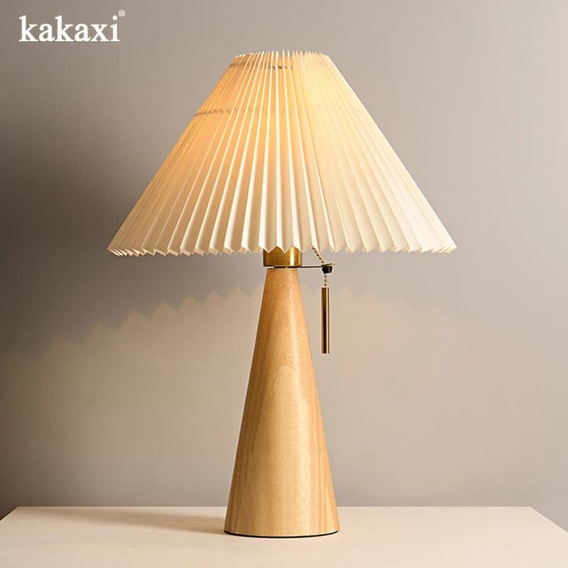 Retro table lamp in solid wood Wooden desk lamp in decorative wood for reading room vintage Nordic folding bedroom